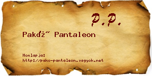 Pakó Pantaleon névjegykártya